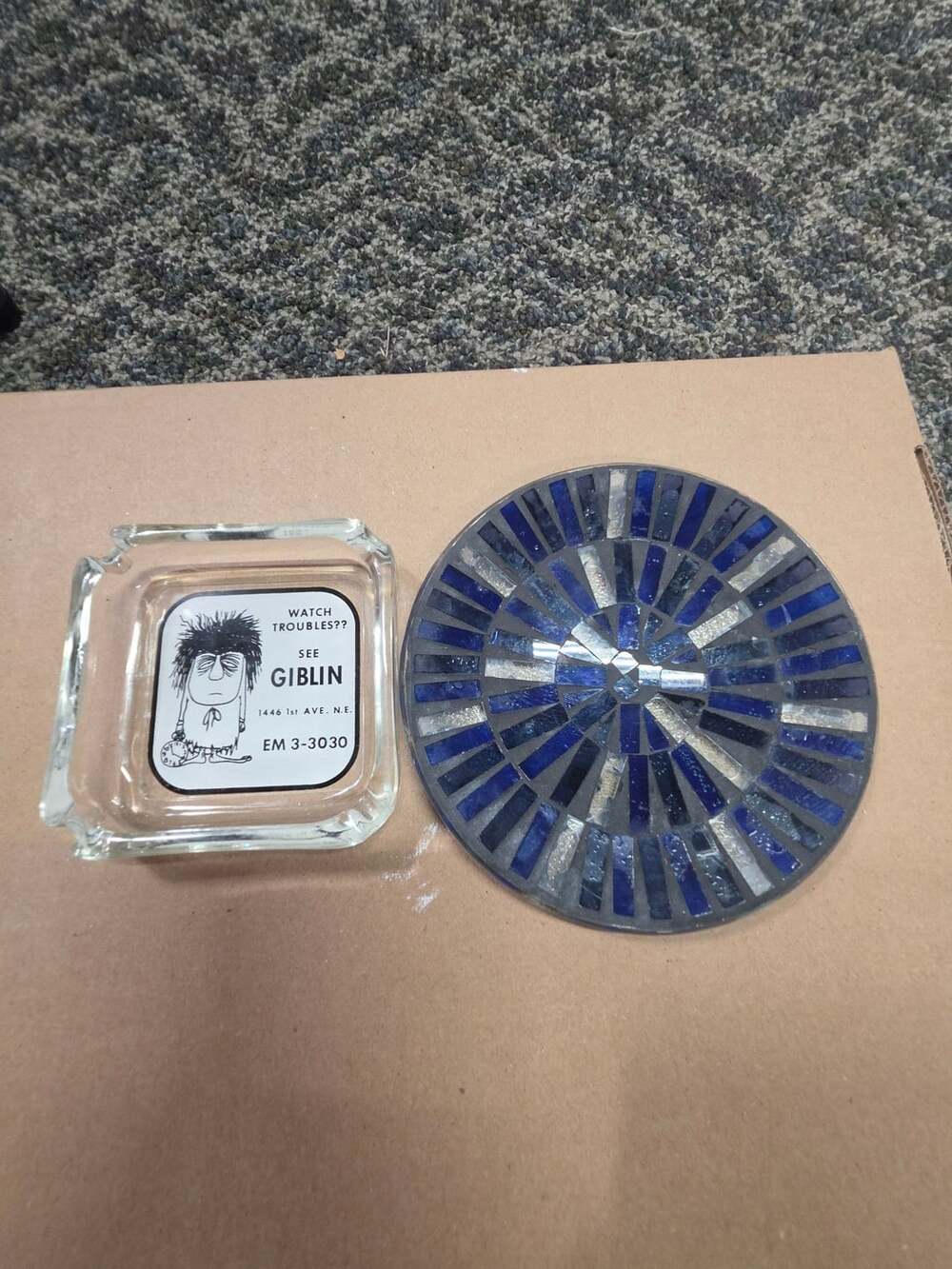 Giblin Watch Troubles Glass Advertising Ashet